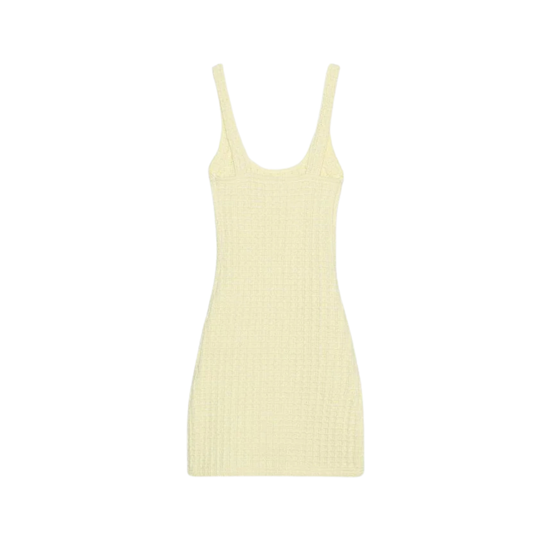 Robe boutonnée stretch jaune